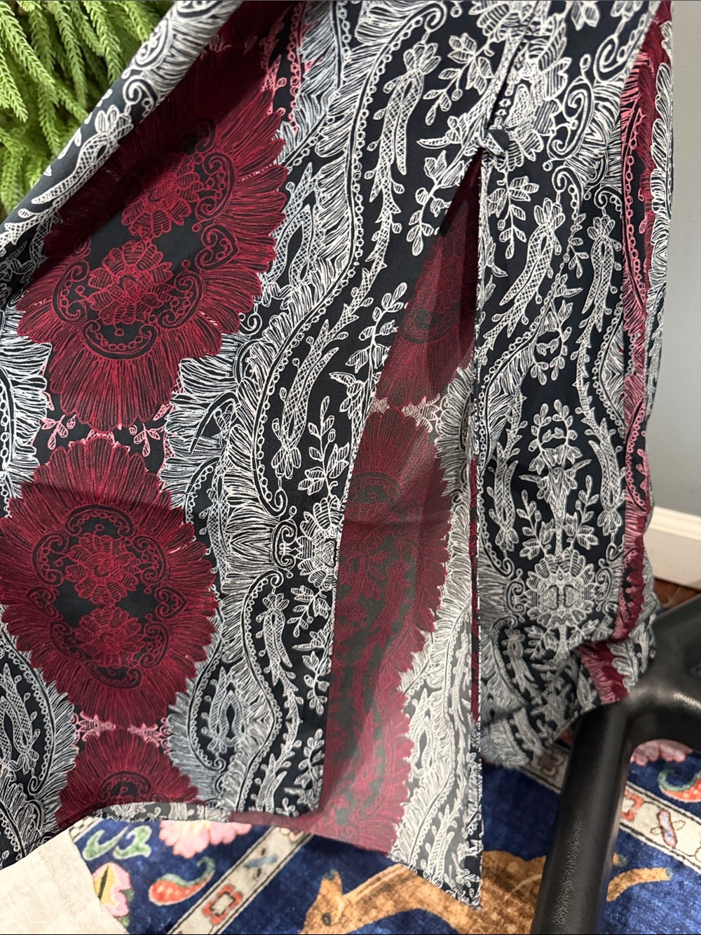 INTERMIX Boho Split Leg Wide Pants Paisley Print Small (P) - Picture 4 of 12